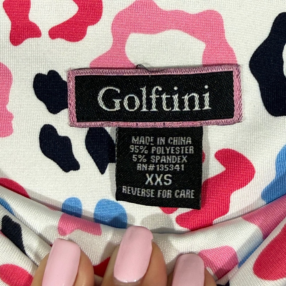 Golftini Big Bang Skort Women XXS White Pink Blue Leopard Print Ruffle Activewea - Picture 3 of 10